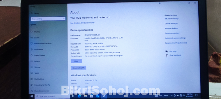 GENUINE HP LAPTOP, 8GB DDR3, 256GB SSD